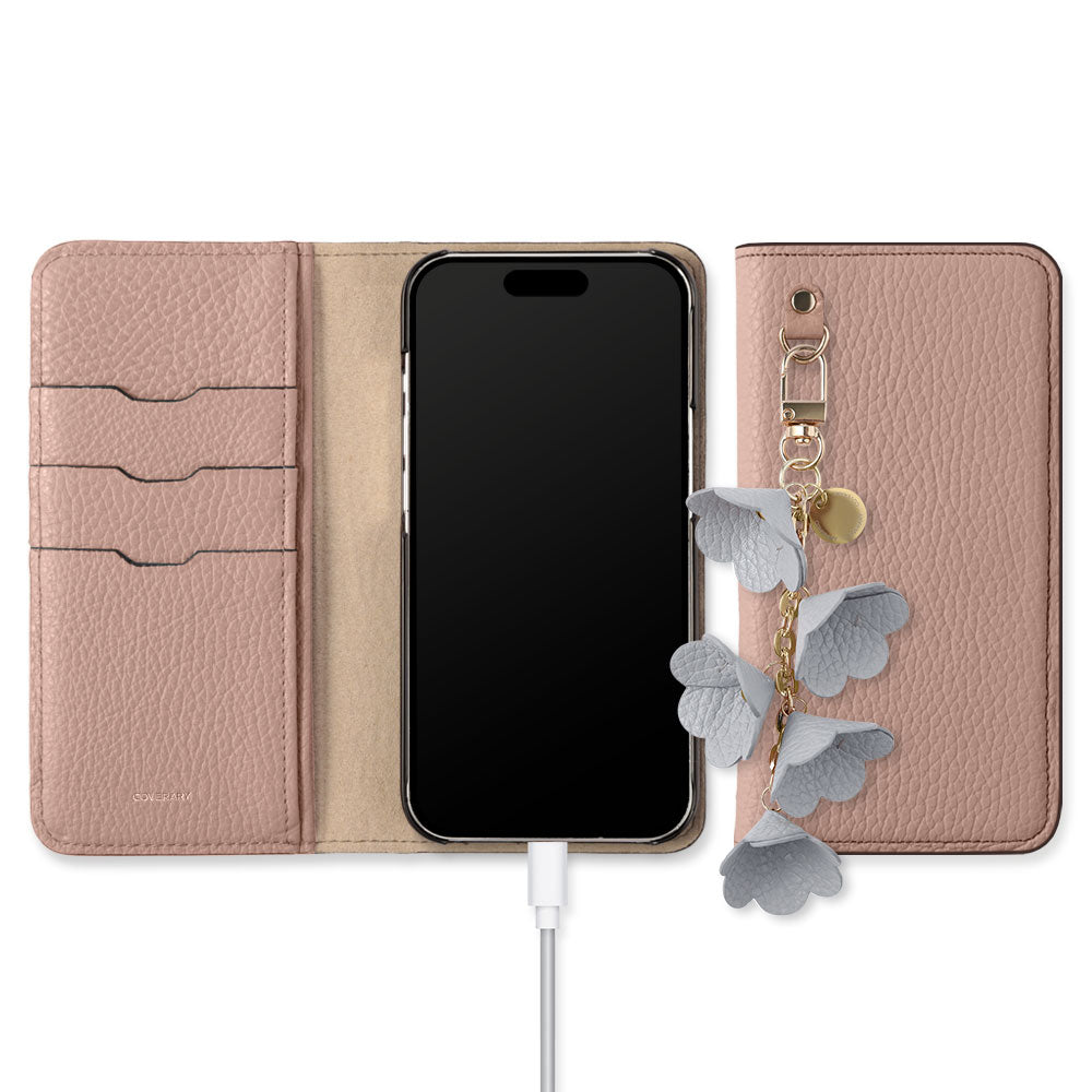 本革 32色 イタリアンシュリンクレザー 鈴らんチャーム 手帳型ケース iPhoneシリーズ
