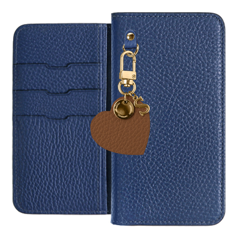 Genuine leather 32 colors Italian shrink leather motif initial charm notebook-style case AQUOS series