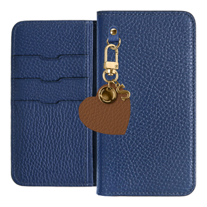 Genuine leather 32 colors Italian shrink leather motif initial charm notebook-style case AQUOS series