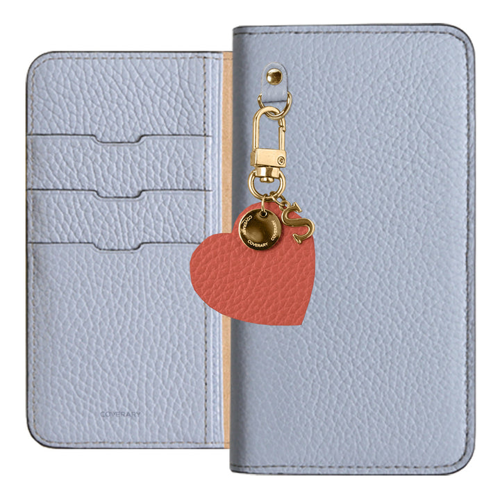 Genuine leather 32 colors Italian shrink leather motif initial charm notebook-style case Xperia series