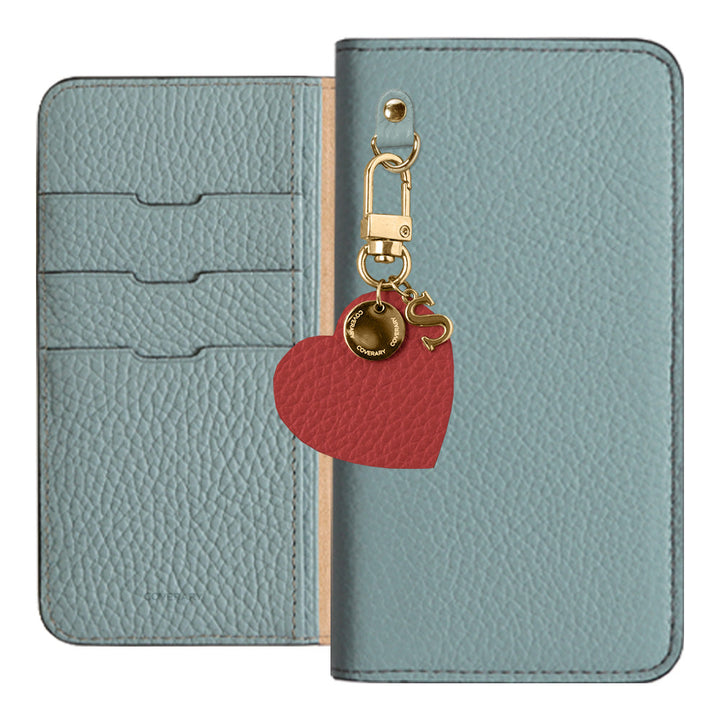 Genuine leather 32 colors Italian shrink leather motif initial charm notebook-style case Xperia series