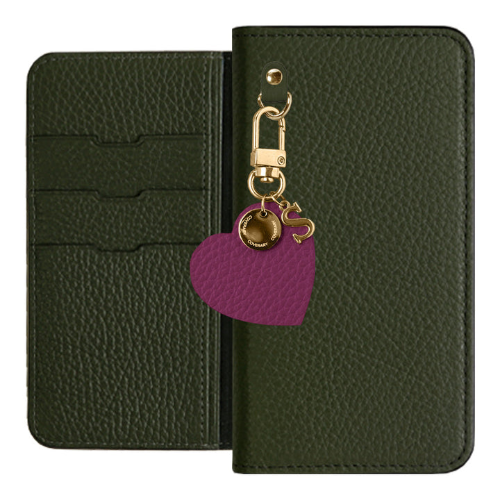Genuine leather 32 colors Italian shrink leather motif initial charm notebook-style case Xperia series