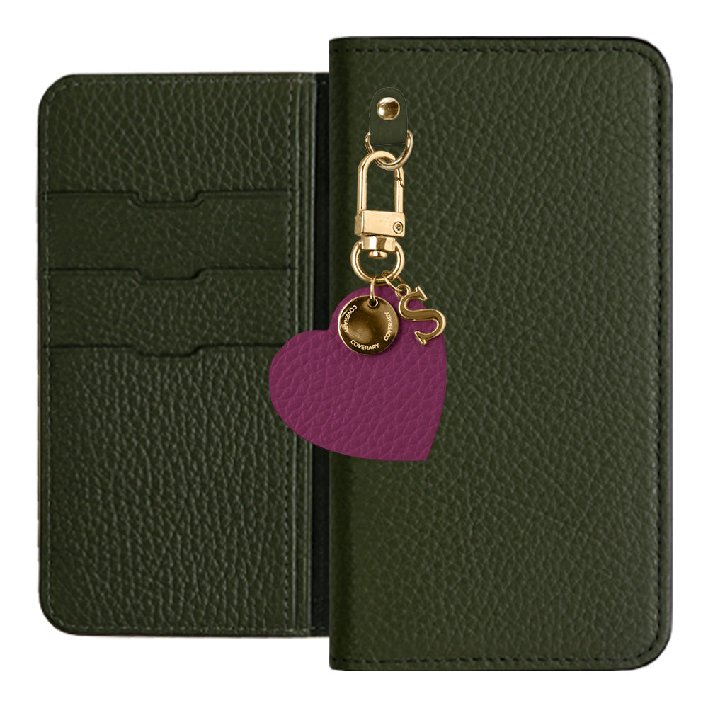 Genuine leather 32 colors Italian shrink leather motif initial charm notebook-style case AQUOS series