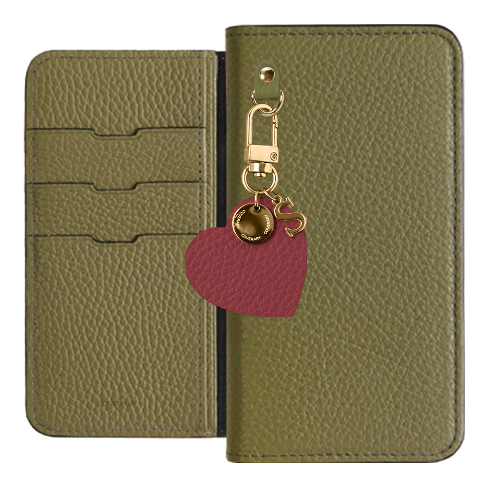 Genuine leather 32 colors Italian shrink leather motif initial charm notebook-style case Xperia series