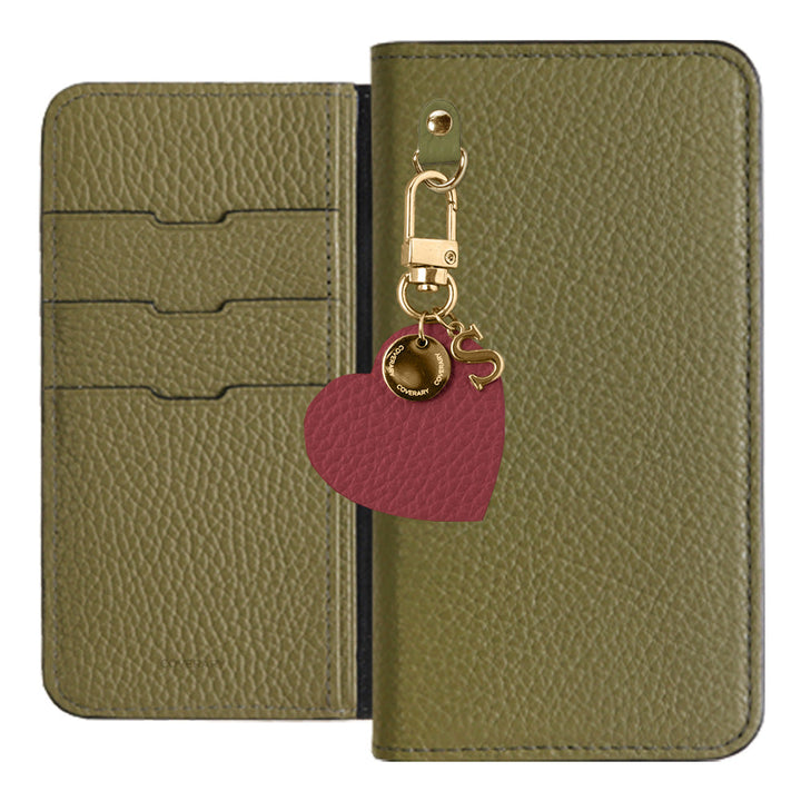 Genuine leather 32 colors Italian shrink leather motif initial charm notebook-style case Xperia series