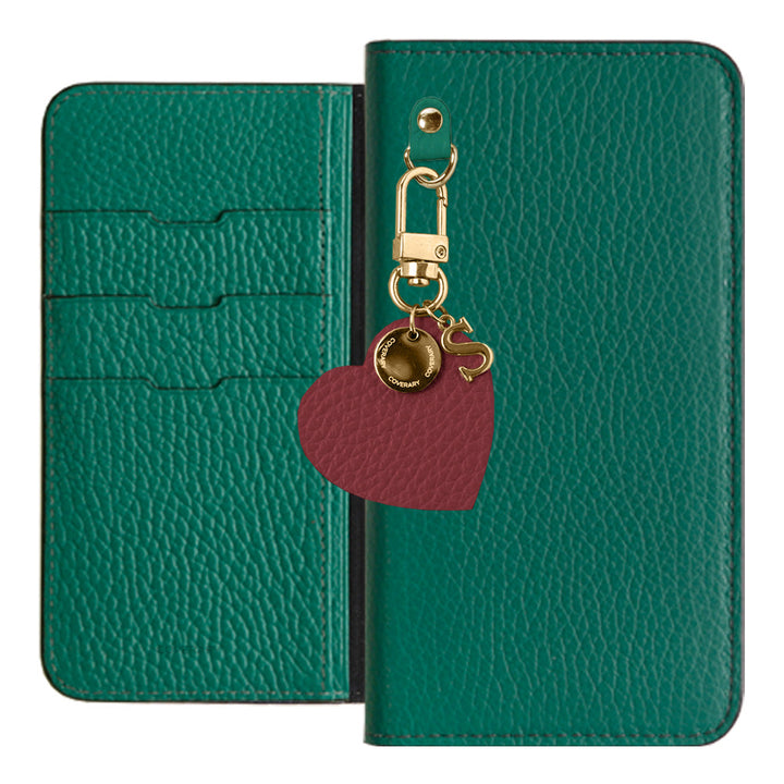 Genuine leather 32 colors Italian shrink leather motif initial charm notebook-style case AQUOS series