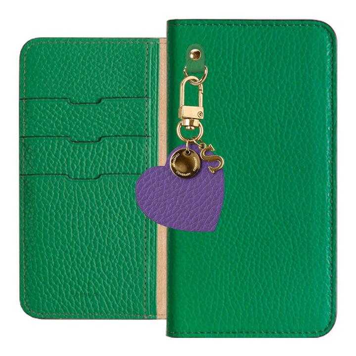 Genuine leather 32 colors Italian shrink leather motif initial charm notebook-style case Xperia series