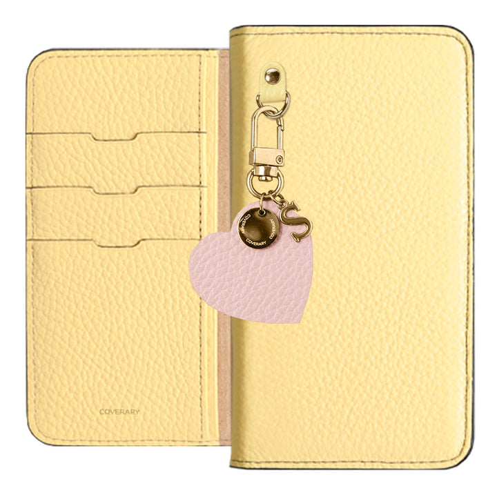 Genuine leather 32 colors Italian shrink leather motif initial charm notebook-style case AQUOS series
