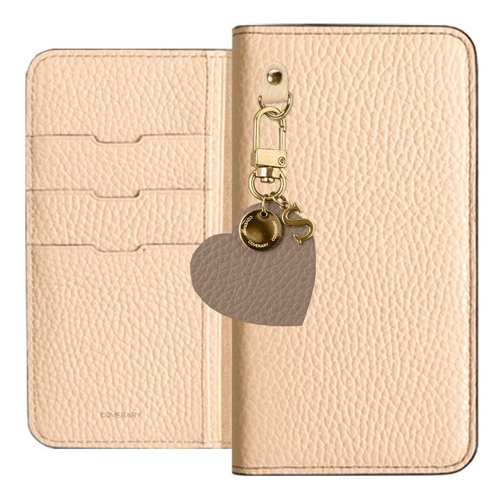 Genuine leather 32 colors Italian shrink leather motif initial charm notebook-style case AQUOS series