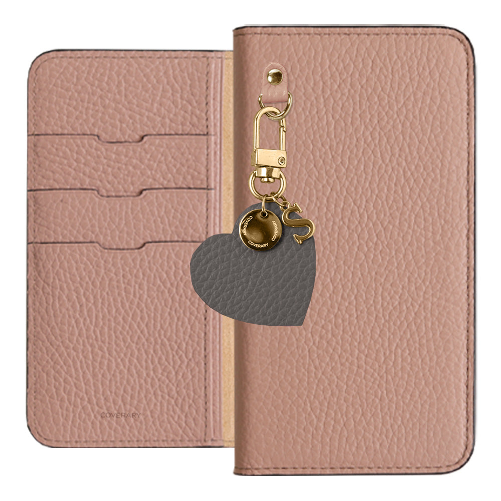 Genuine leather 32 colors Italian shrink leather motif initial charm notebook-style case AQUOS series