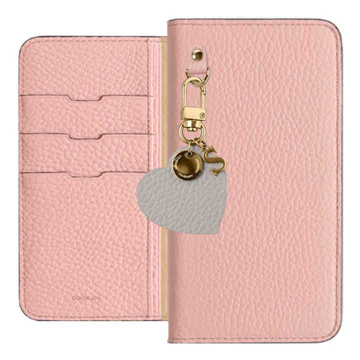 Genuine leather 32 colors Italian shrink leather motif initial charm notebook-style case Xperia series