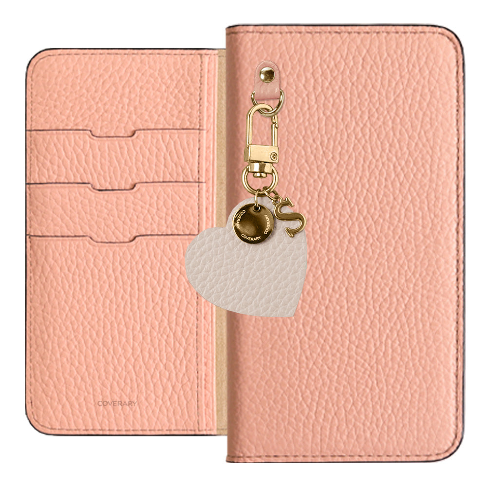 Genuine leather 32 colors Italian shrink leather motif initial charm notebook-style case Xperia series