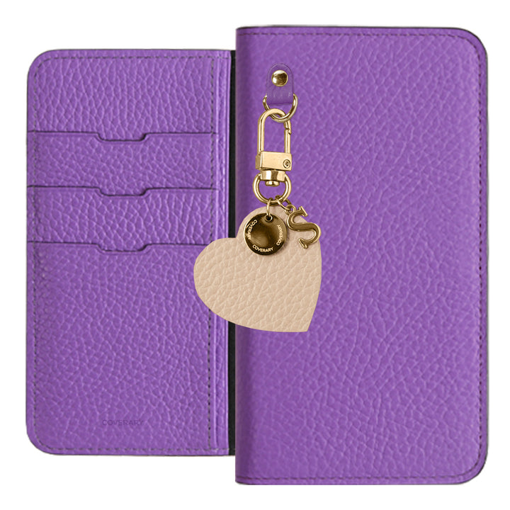 本革 32色 イタリアンシュリンクレザー モチーフイニシャルチャーム 手帳型ケース