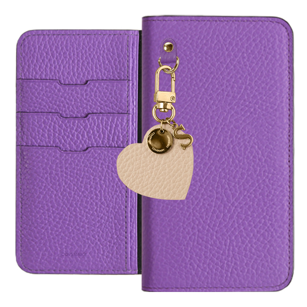 Genuine leather 32 colors Italian shrink leather motif initial charm notebook-style case Xperia series