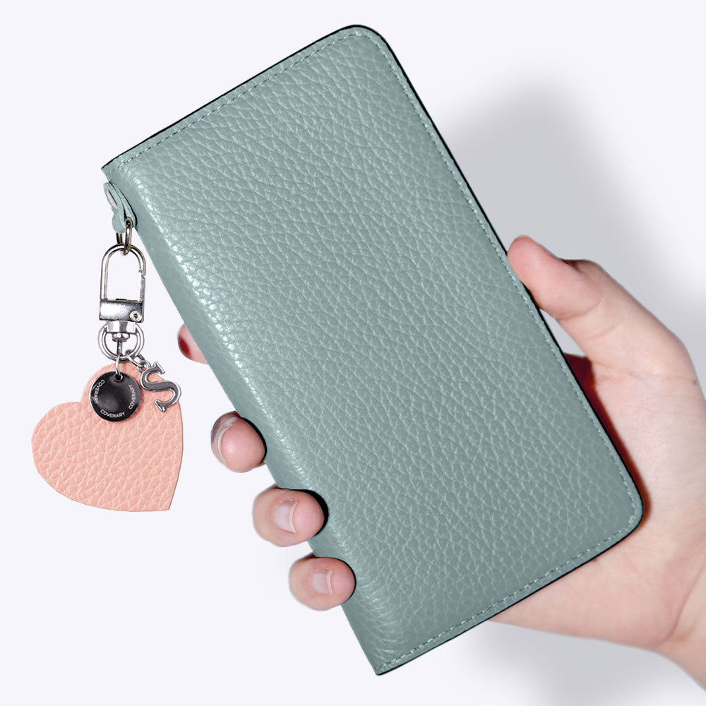 Genuine leather 32 colors Italian shrink leather motif initial charm notebook-style case Xperia series
