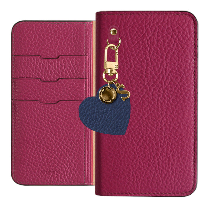 Genuine leather 32 colors Italian shrink leather motif initial charm notebook-style case Xperia series
