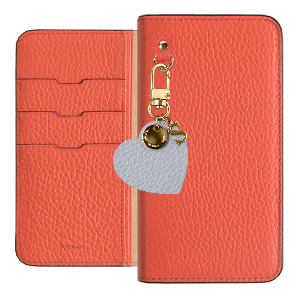 Genuine leather 32 colors Italian shrink leather motif initial charm notebook-style case AQUOS series