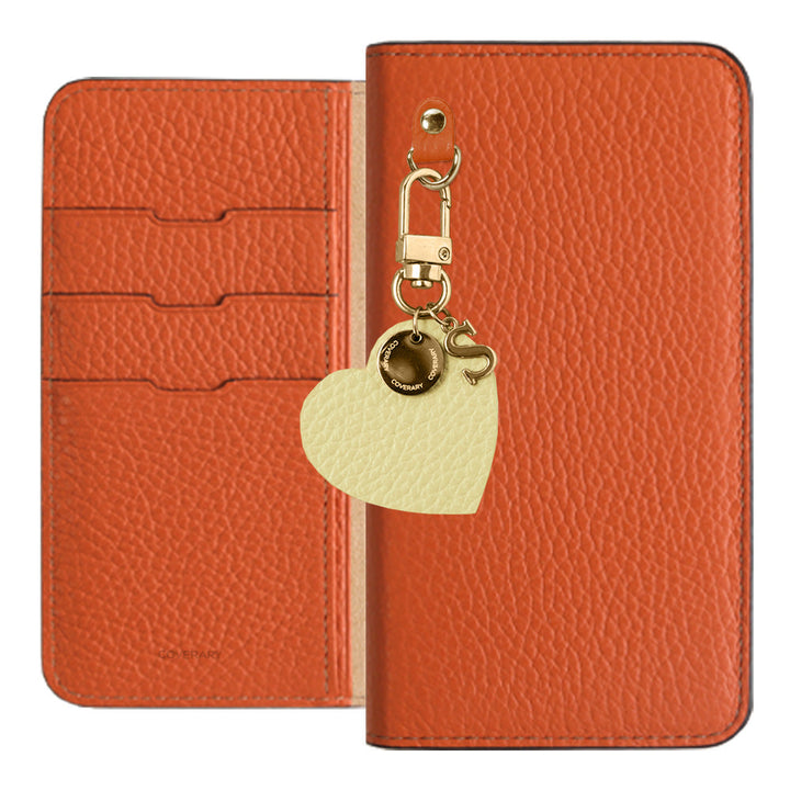 Genuine leather 32 colors Italian shrink leather motif initial charm notebook-style case Xperia series