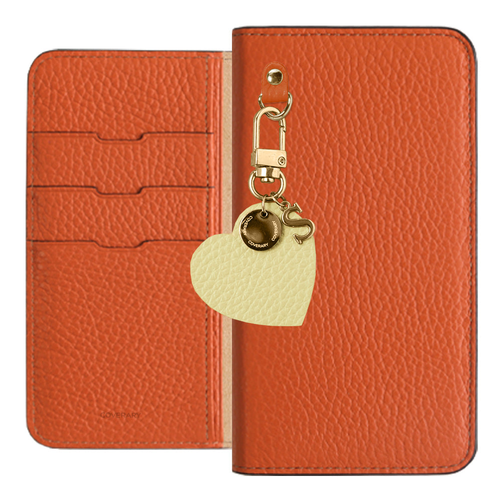 Genuine leather 32 colors Italian shrink leather motif initial charm notebook-style case AQUOS series