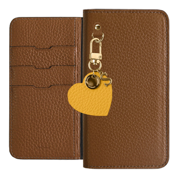 本革 32色 イタリアンシュリンクレザー モチーフイニシャルチャーム 手帳型ケース