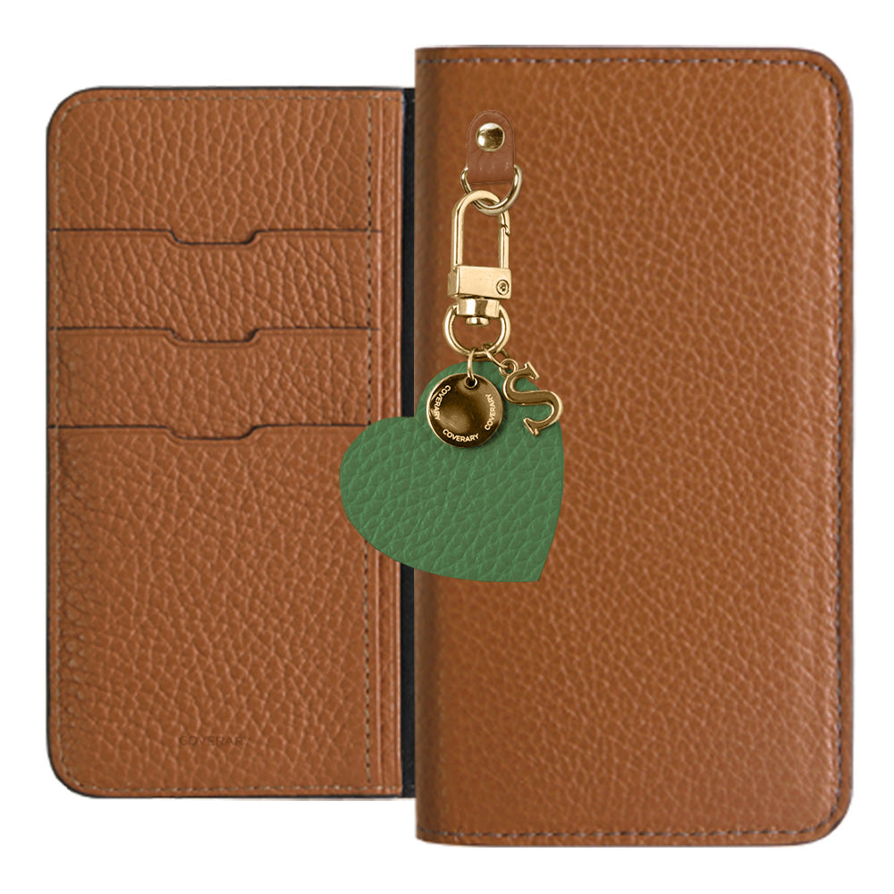 Genuine leather 32 colors Italian shrink leather motif initial charm notebook-style case AQUOS series