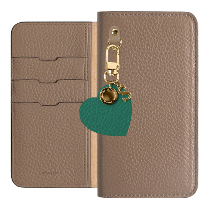 Genuine leather 32 colors Italian shrink leather motif initial charm notebook-style case AQUOS series