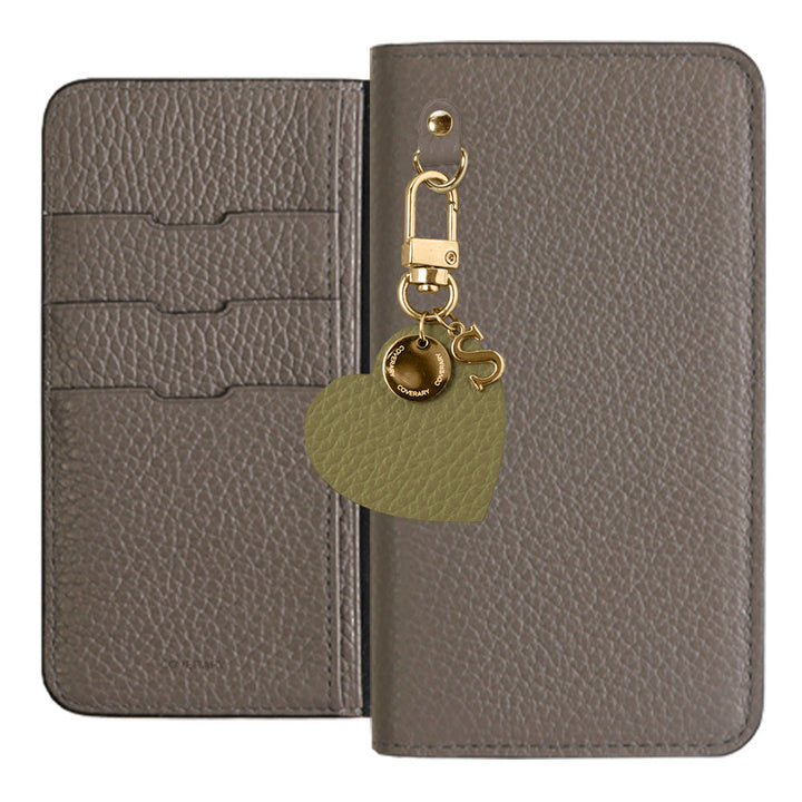 Genuine leather 32 colors Italian shrink leather motif initial charm notebook-style case AQUOS series