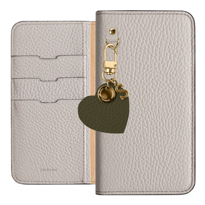 Genuine leather 32 colors Italian shrink leather motif initial charm notebook-style case AQUOS series