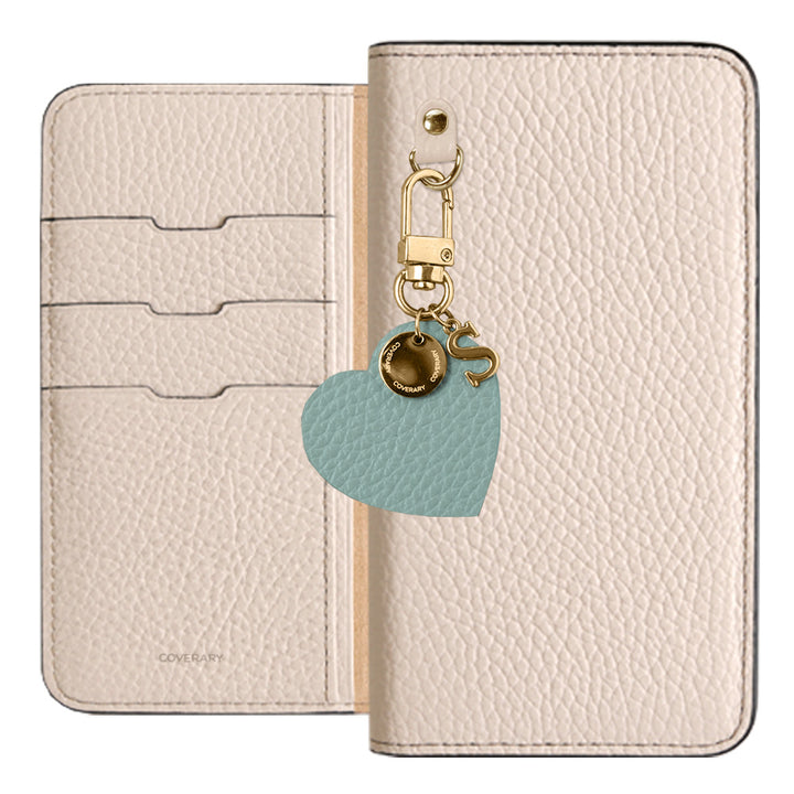 本革 32色 イタリアンシュリンクレザー モチーフイニシャルチャーム 手帳型ケース