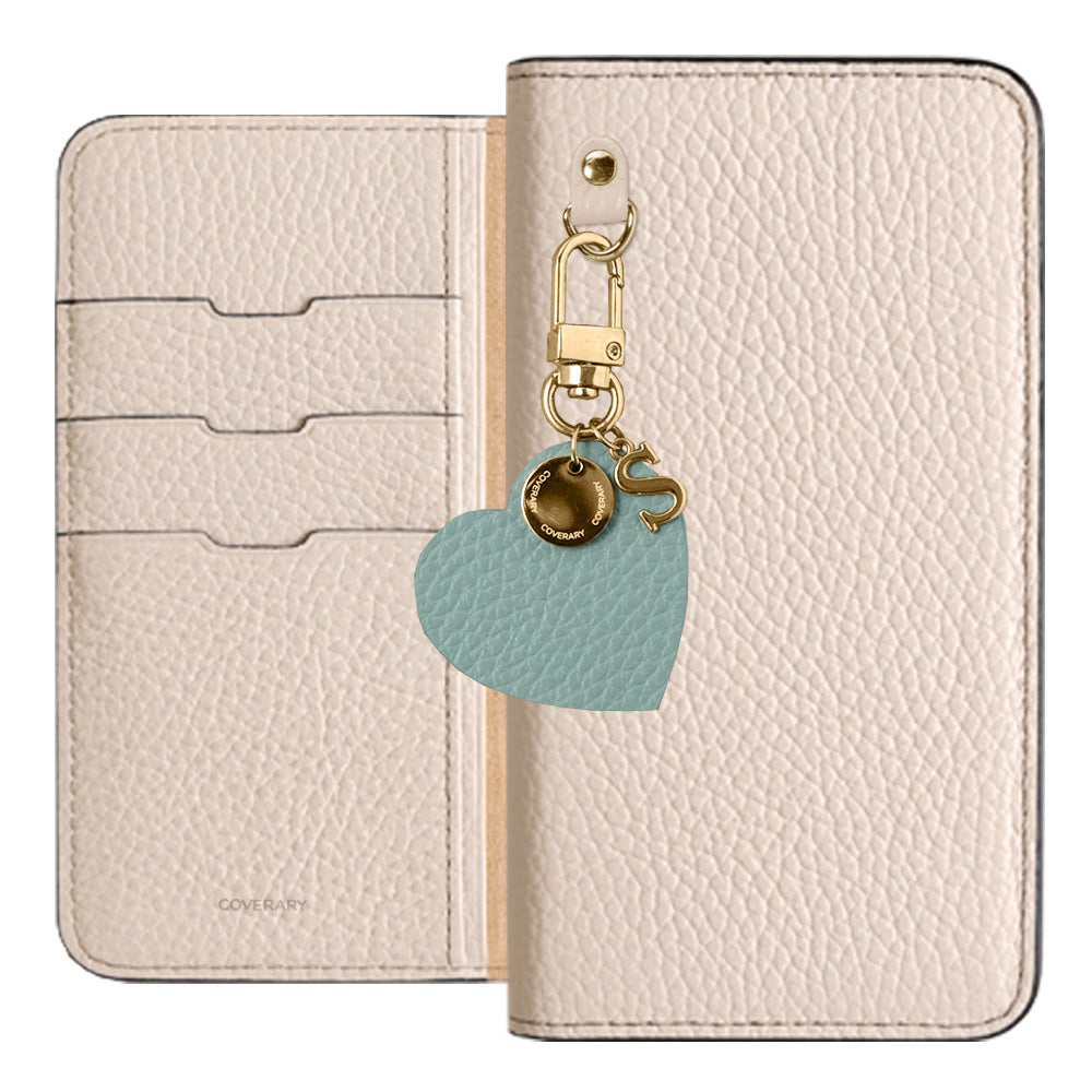 Genuine leather 32 colors Italian shrink leather motif initial charm notebook-style case AQUOS series