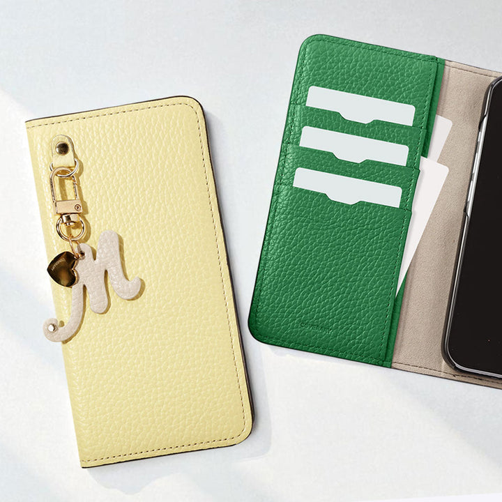 Genuine leather 32 colors Italian shrink leather mini initial charm notebook-style case Xperia series