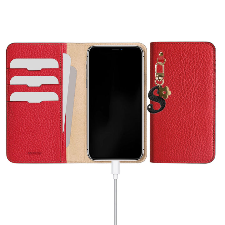 Genuine leather 32 colors Italian shrink leather mini initial charm notebook-style case Google Pixel series