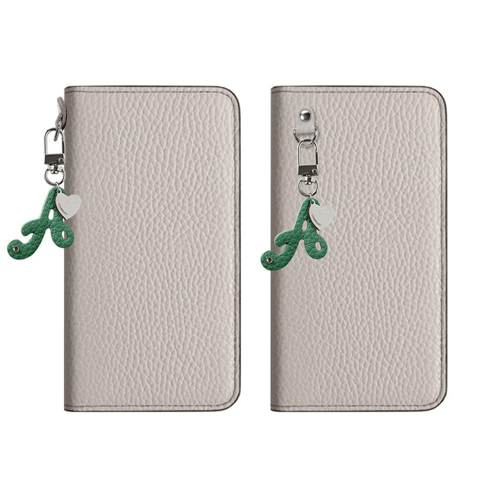 Genuine leather 32 colors Italian shrink leather mini initial charm notebook-style case Xperia series