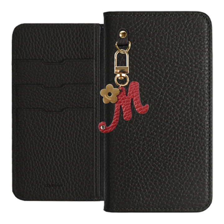 Genuine leather 32 colors Italian shrink leather mini initial charm notebook-style case Xperia series