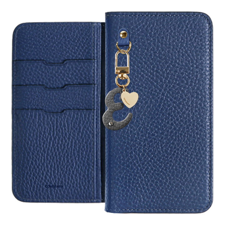 Genuine leather 32 colors Italian shrink leather mini initial charm notebook-style case Xperia series