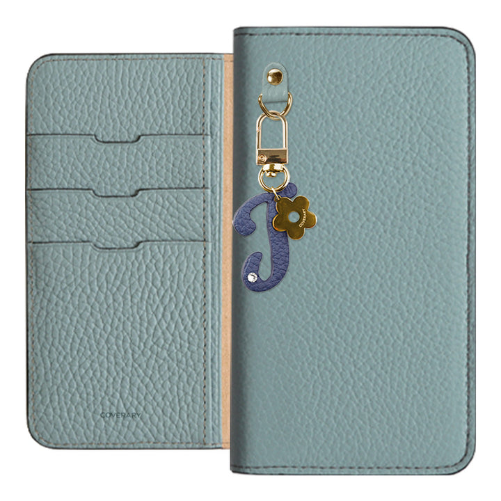 Genuine leather 32 colors Italian shrink leather mini initial charm notebook-style case AQUOS series