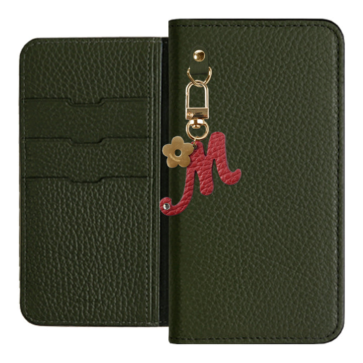 Genuine leather 32 colors Italian shrink leather mini initial charm notebook-style case Google Pixel series