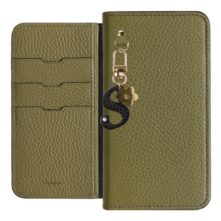 Genuine leather 32 colors Italian shrink leather mini initial charm notebook-style case AQUOS series