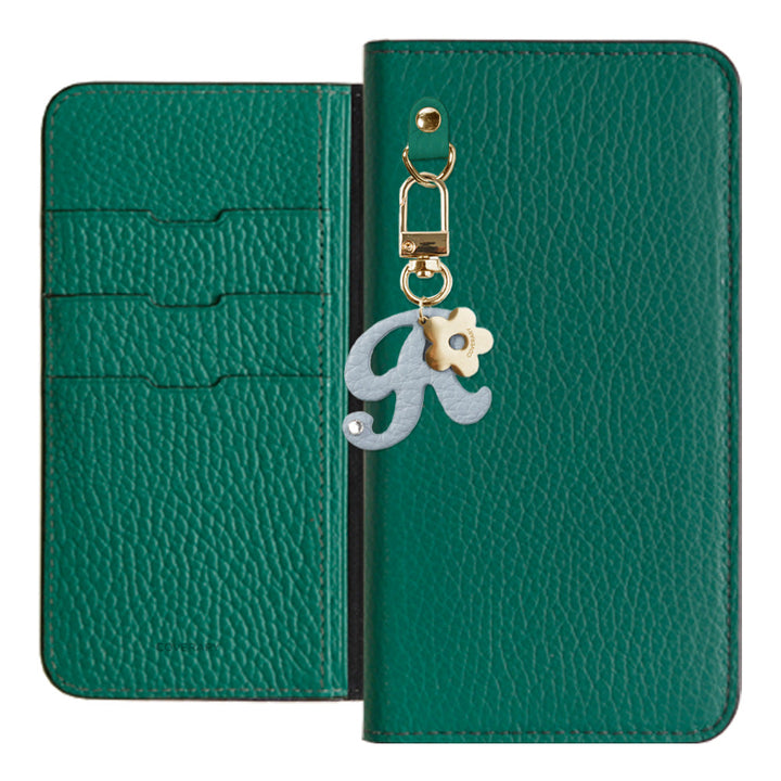 Genuine leather 32 colors Italian shrink leather mini initial charm notebook-style case AQUOS series