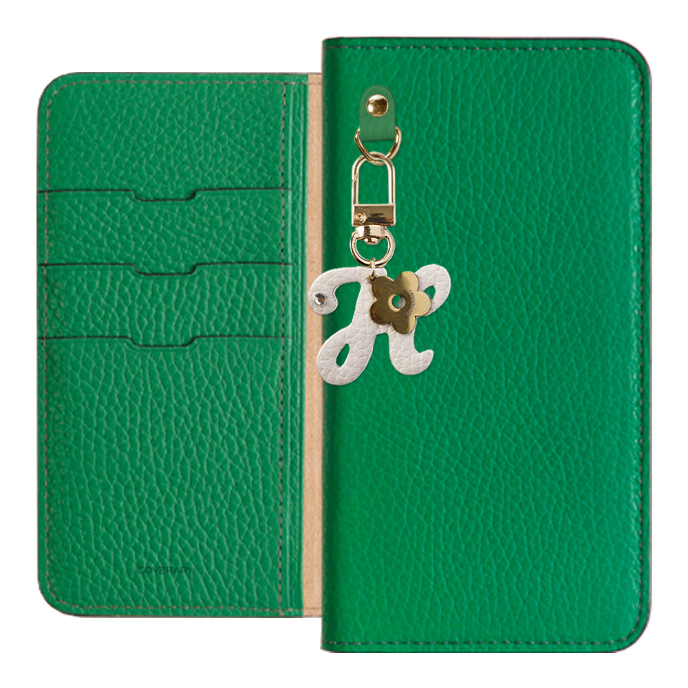 Genuine leather 32 colors Italian shrink leather mini initial charm notebook-style case AQUOS series