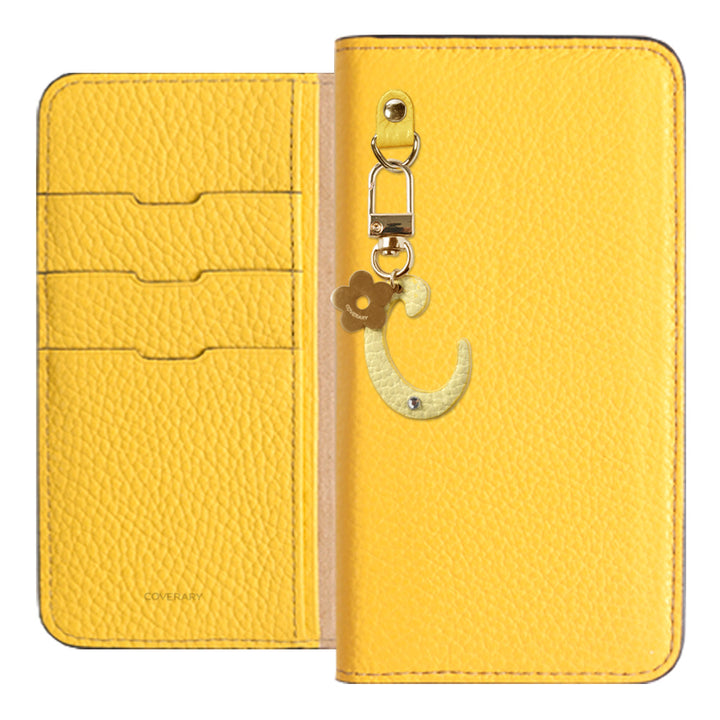 本革 32色 イタリアンシュリンクレザー miniイニシャルチャーム 手帳型ケース