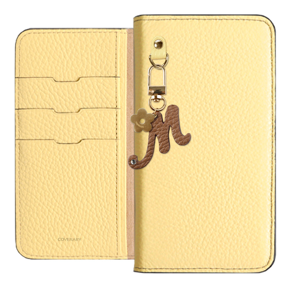 Genuine leather 32 colors Italian shrink leather mini initial charm notebook-style case AQUOS series