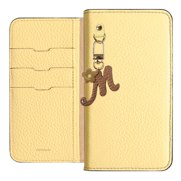Genuine leather 32 colors Italian shrink leather mini initial charm notebook-style case Google Pixel series