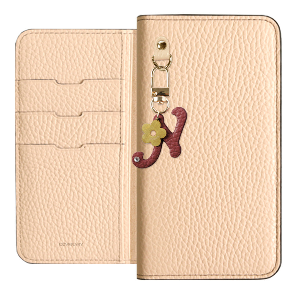 Genuine leather 32 colors Italian shrink leather mini initial charm notebook-style case Xperia series