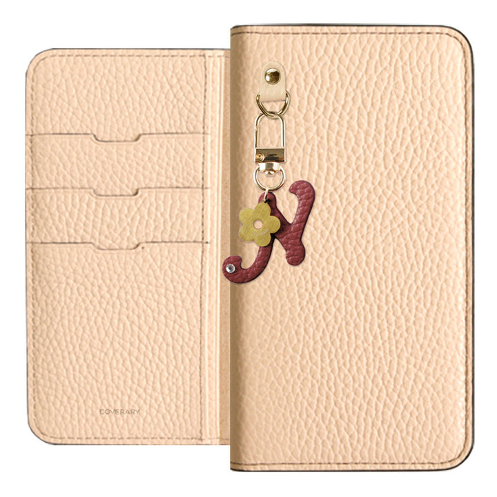 Genuine leather 32 colors Italian shrink leather mini initial charm notebook-style case Google Pixel series