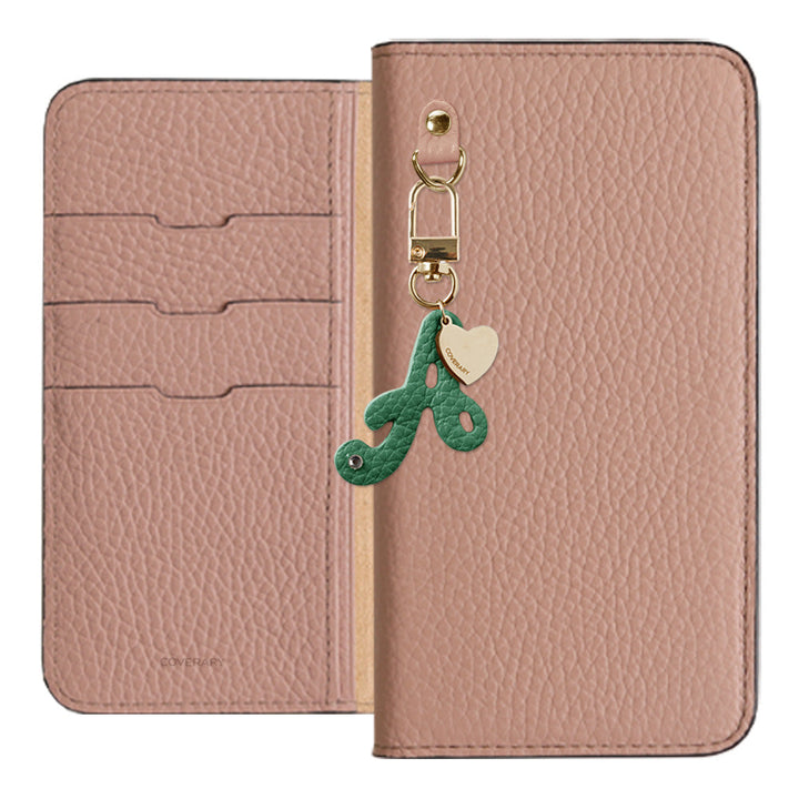 Genuine leather 32 colors Italian shrink leather mini initial charm notebook-style case Xperia series