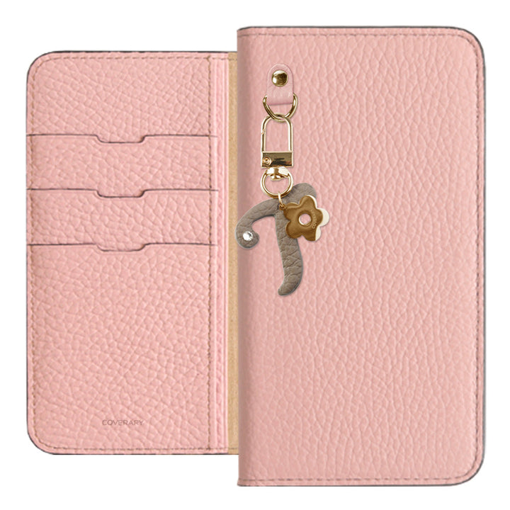 Genuine leather 32 colors Italian shrink leather mini initial charm notebook-style case Google Pixel series