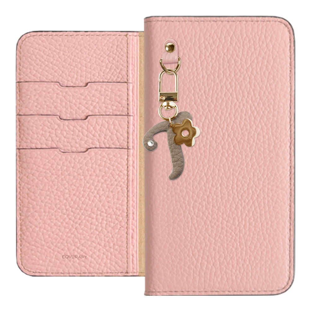 Genuine leather 32 colors Italian shrink leather mini initial charm notebook-style case AQUOS series