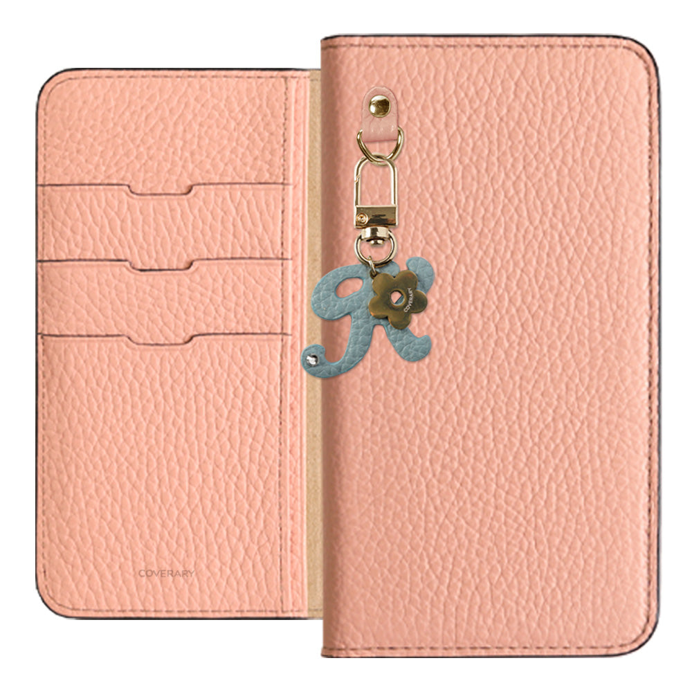 Genuine leather 32 colors Italian shrink leather mini initial charm notebook-style case Xperia series