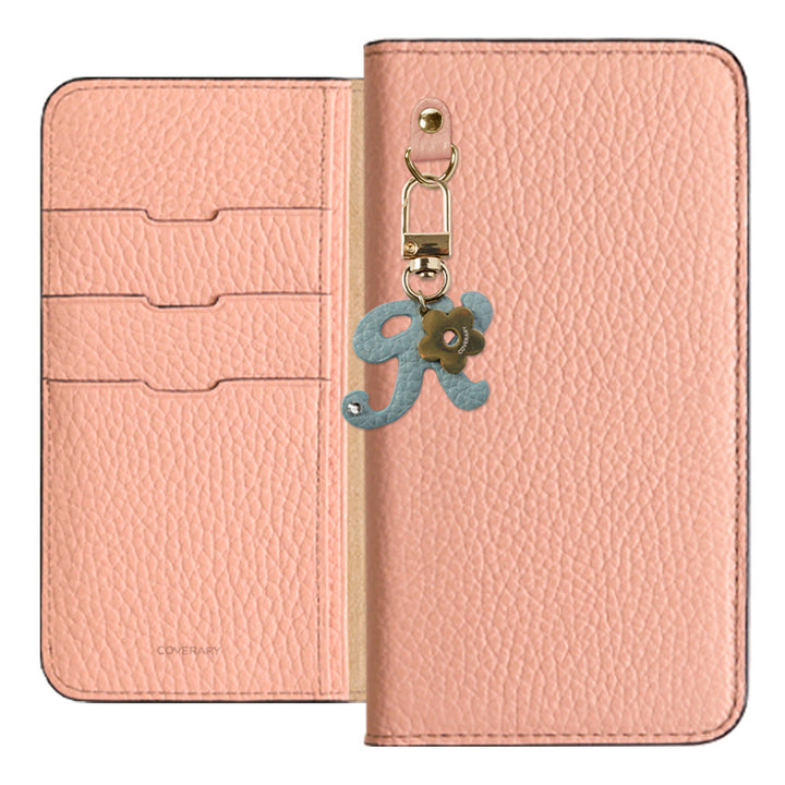 Genuine leather 32 colors Italian shrink leather mini initial charm notebook-style case Xperia series